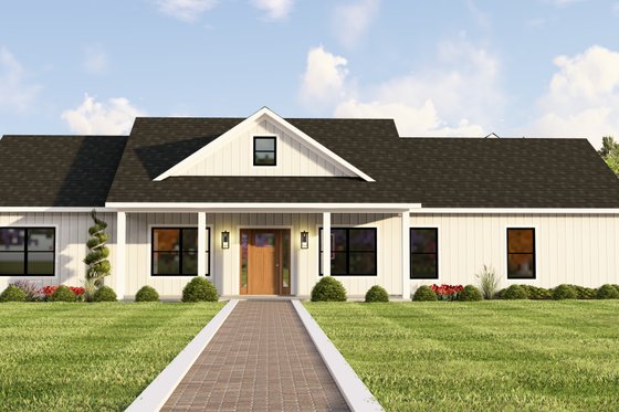 Exterior - Front Elevation 3 for Farmhouse House Plan #1064-98 - 4 bed, 2.5 bath