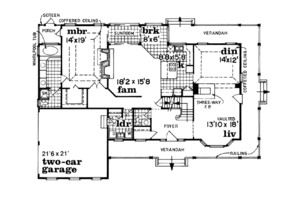Floor Plan - Main Floor for Traditional House Plan #47-470 - 4 bed, 2.5 bath