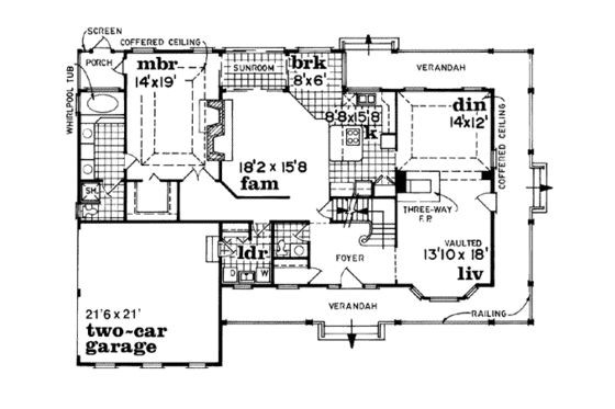Floor Plan - Main Floor for Traditional House Plan #47-470 - 4 bed, 2.5 bath