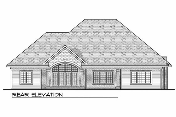 Exterior - Rear Elevation for European House Plan #70-634 - 3 bed, 2.5 bath