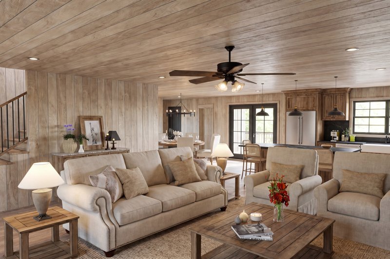 Architectural House Design - Interior - Family Room 1 for Farmhouse House Plan #923-498 - 2 bed, 3.5 bath