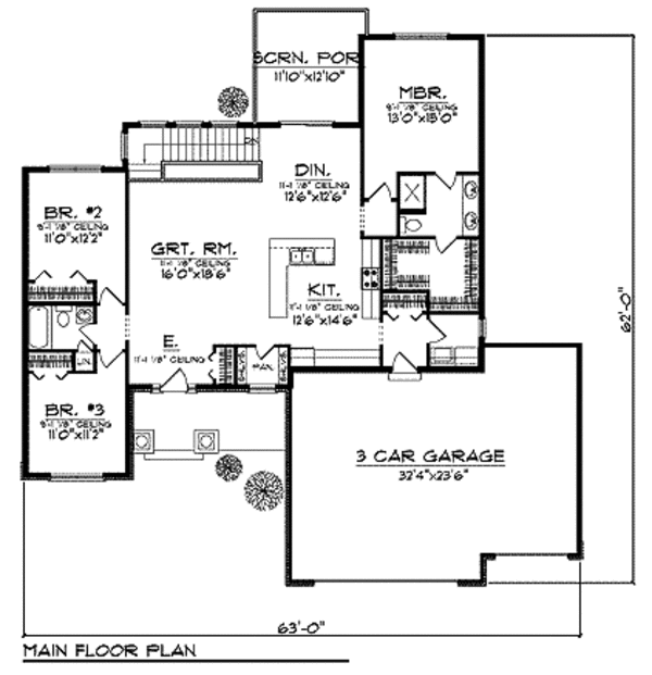 Country Style House Plan - 5 Beds 3 Baths 2716 Sq/Ft Plan #70-914 ...