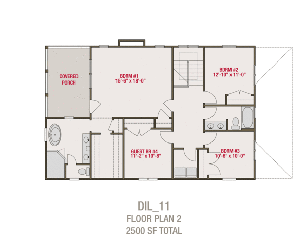 Traditional Floor Plan - Upper Floor Plan #461-61