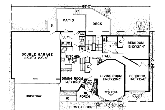 Floor Plan - Main Floor for Modern House Plan #312-485 - 3 bed, 2 bath