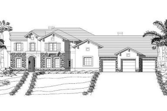 Exterior - Front Elevation for European House Plan #411-676 - 4 bed, 3.5 bath