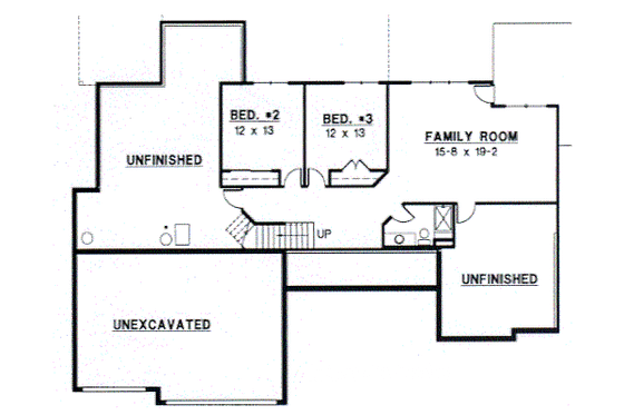 Floor Plan - Lower Floor for Mediterranean House Plan #67-212 - 3 bed, 3 bath
