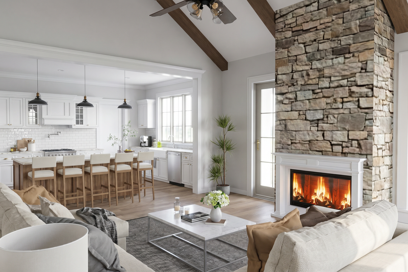 Architectural House Design - Interior - Family Room for Farmhouse House Plan #923-500 - 4 bed, 3.5 bath