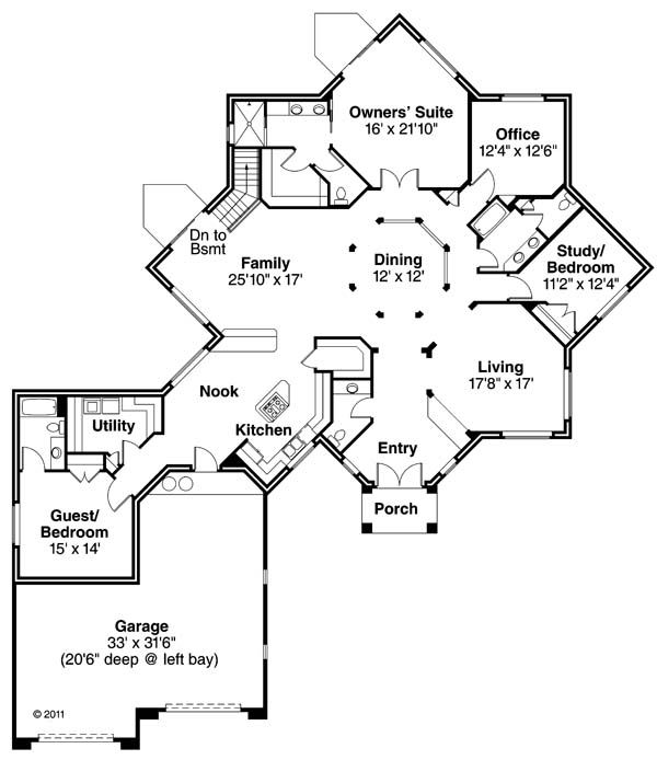 House Design - Ranch Floor Plan - Main Floor Plan #124-864