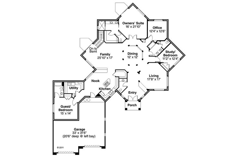 Architectural House Design - Floor Plan - Main Floor for Ranch House Plan #124-864 - 3 bed, 3.5 bath