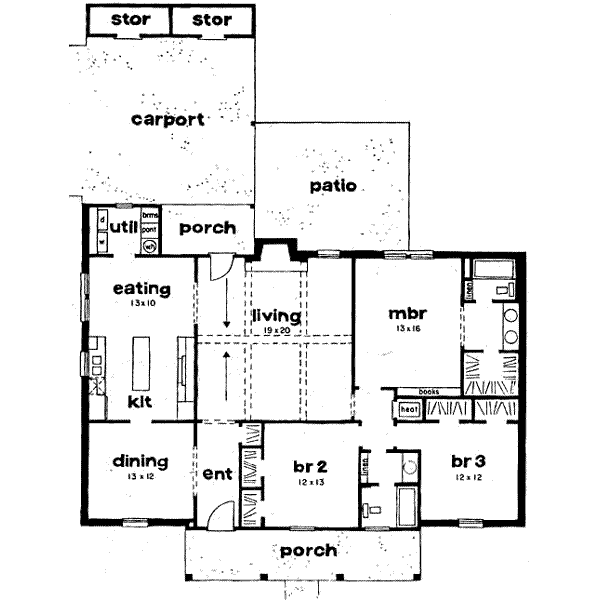 Home Plan - Southern Floor Plan - Main Floor Plan #36-412