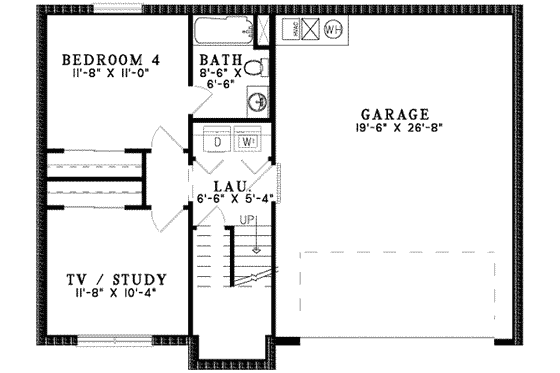 Floor Plan - Lower Floor for Southern House Plan #17-428 - 4 bed, 3 bath
