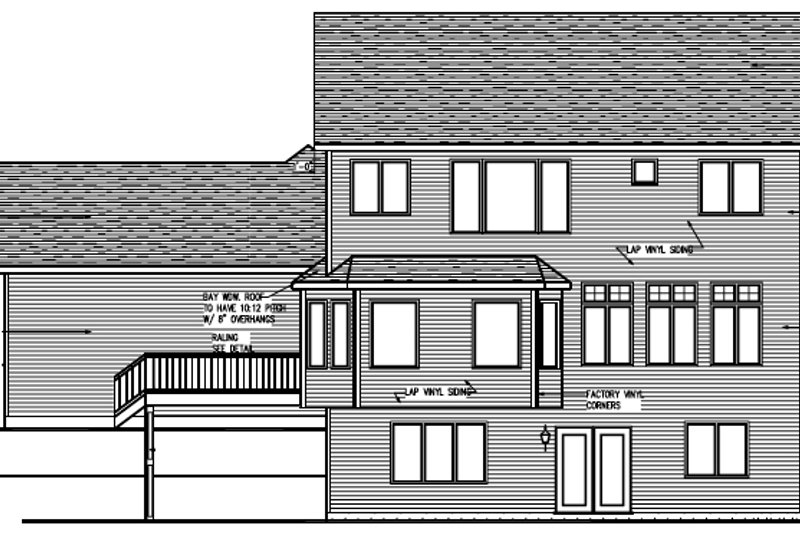 House Blueprint - Exterior - Rear Elevation for Craftsman House Plan #320-494 - 4 bed, 2.5 bath
