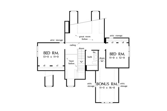 Floor Plan - Upper Floor for Country House Plan #929-52 - 3 bed, 2.5 bath