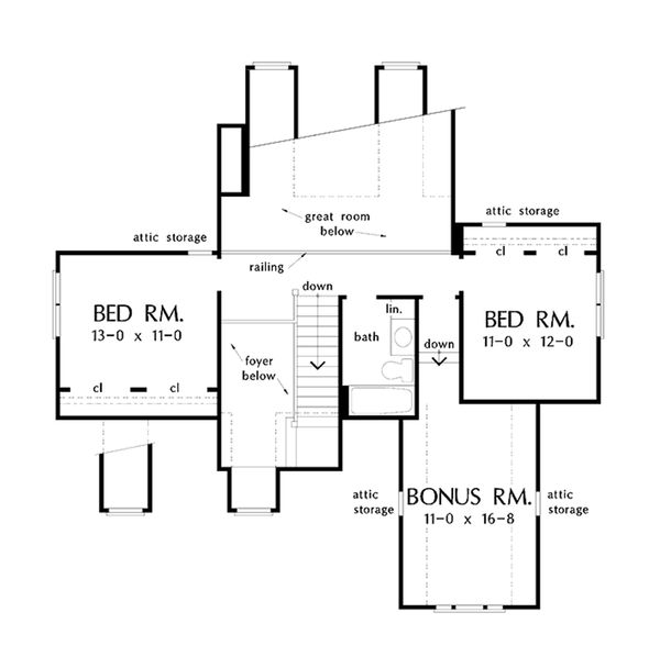 Architectural House Design - Country Floor Plan - Upper Floor Plan #929-52