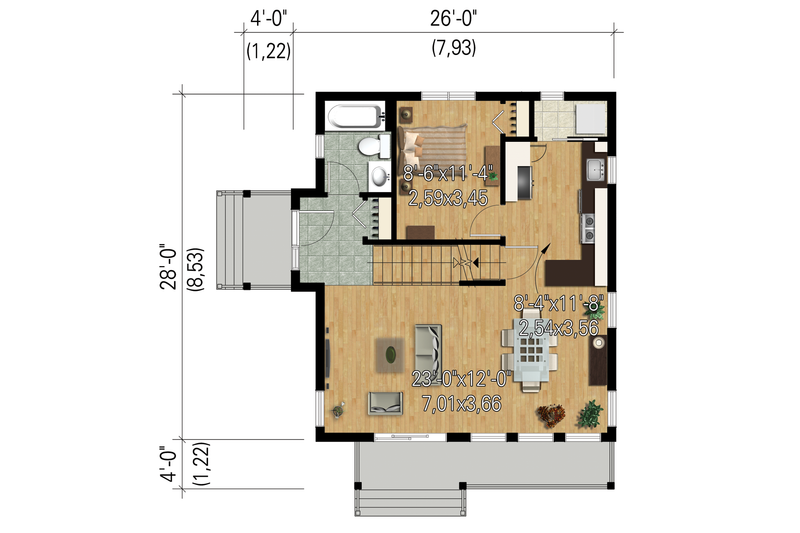 Dream House Plan - Floor Plan - Main Floor 1 for Modern House Plan #25-4364 - 2 bed, 2 bath