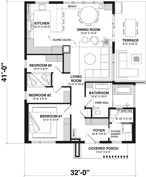 House Blueprint - Contemporary Floor Plan - Main Floor Plan #23-2834