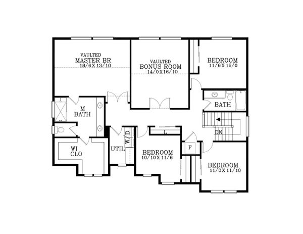 Craftsman Floor Plan - Upper Floor Plan #53-610