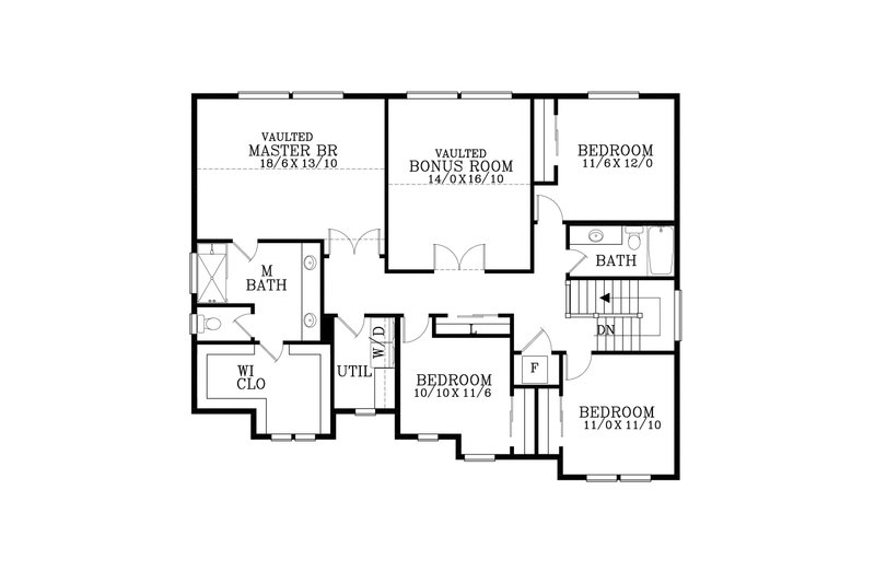 Architectural House Design - Floor Plan - Upper Floor for Craftsman House Plan #53-610 - 4 bed, 2.5 bath