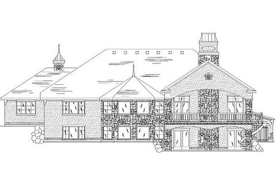 Exterior - Rear Elevation for European House Plan #5-314 - 4 bed, 4.5 bath