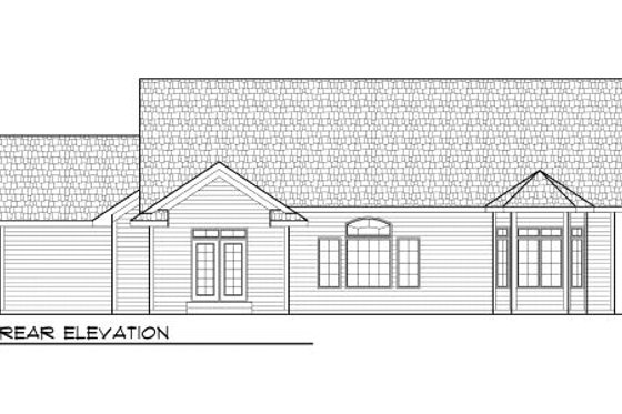 Exterior - Rear Elevation for Bungalow House Plan #70-977 - 3 bed, 2.5 bath