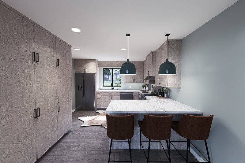House Blueprint - Interior - Kitchen for Modern House Plan #923-399 - 3 bed, 2 bath