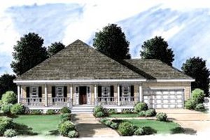 Cottage Exterior - Front Elevation Plan #37-131