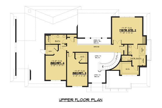 Floor Plan - Upper Floor for Modern House Plan #1066-53 - 4 bed, 3.5 bath