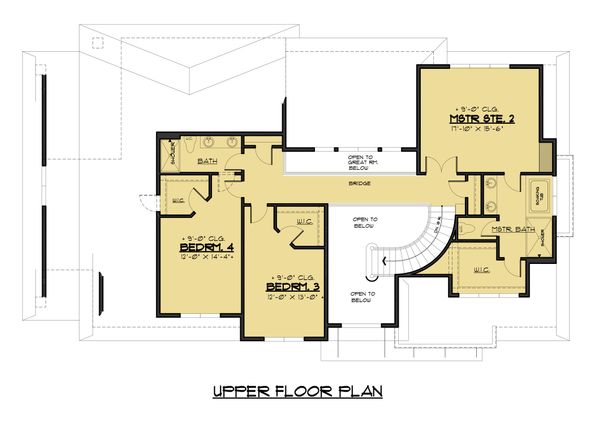 Modern Floor Plan - Upper Floor Plan #1066-53