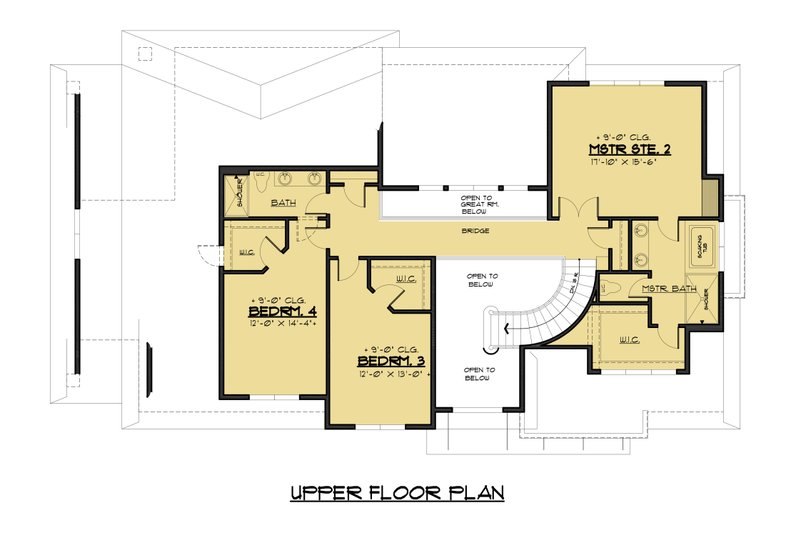 House Plan Design - Floor Plan - Upper Floor for Modern House Plan #1066-53 - 4 bed, 3.5 bath