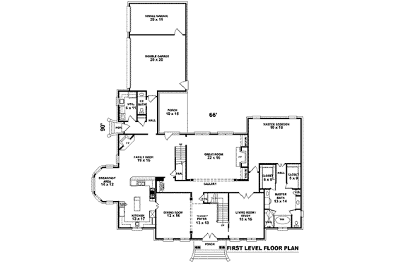 Floor Plan - Main Floor for Colonial House Plan #81-1625 - 5 bed, 4 bath