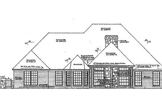Exterior - Rear Elevation for European House Plan #310-851 - 4 bed, 3.5 bath