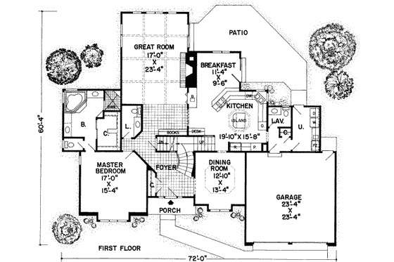 Floor Plan - Main Floor for European House Plan #312-204 - 4 bed, 3.5 bath