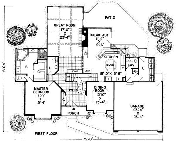 Floor Plan - Main Floor for European House Plan #312-204 - 4 bed, 3.5 bath