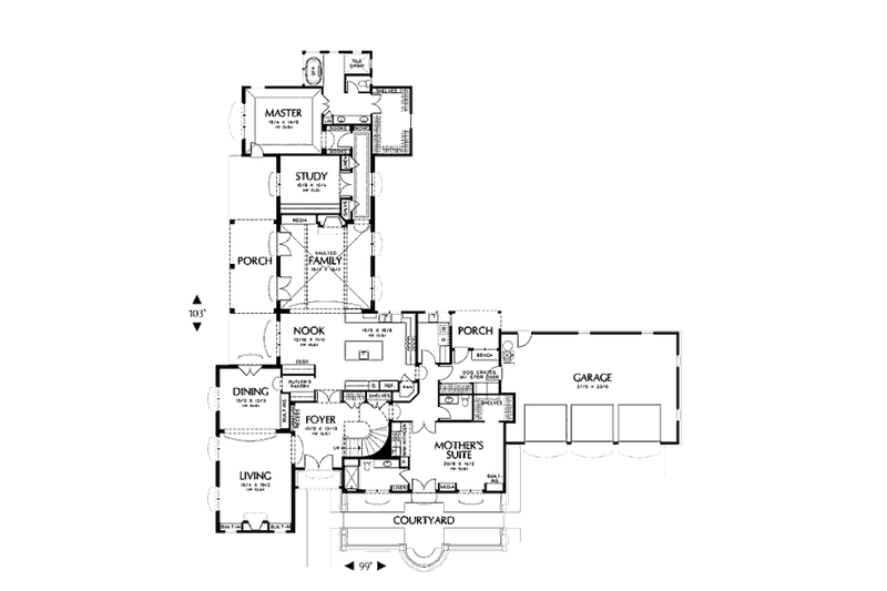 Home Plan - Floor Plan - Main Floor for European House Plan #48-363 - 5 bed, 4.5 bath