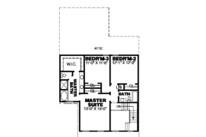 Floor Plan - Upper Floor for Colonial House Plan #34-143 - 3 bed, 2.5 bath