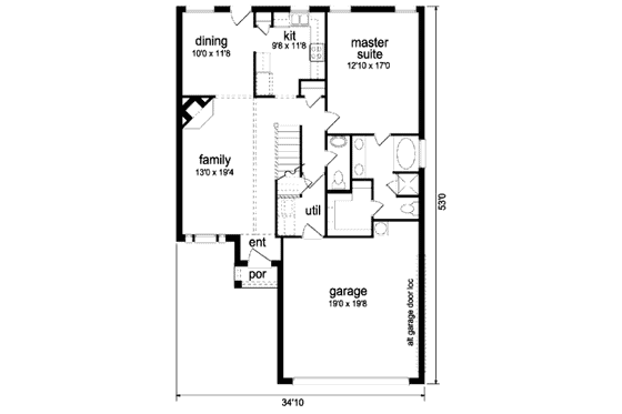 Floor Plan - Main Floor for Traditional House Plan #84-350 - 3 bed, 2.5 bath