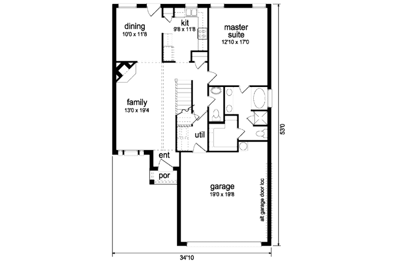 Architectural House Design - Floor Plan - Main Floor for Traditional House Plan #84-350 - 3 bed, 2.5 bath