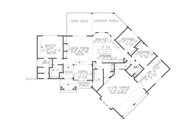 Home Plan - Floor Plan - Main Floor for Ranch House Plan #54-532 - 3 bed, 2 bath