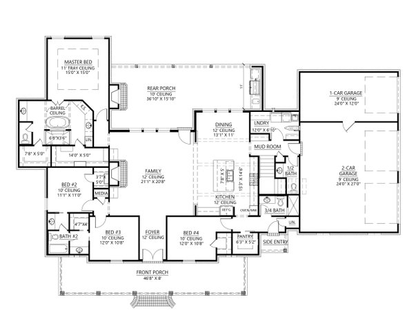 Southern Floor Plan - Main Floor Plan #1074-61