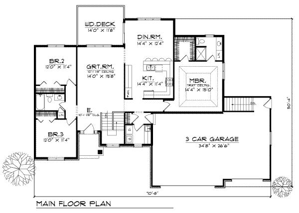 Architectural House Design - Traditional Floor Plan - Main Floor Plan #70-168