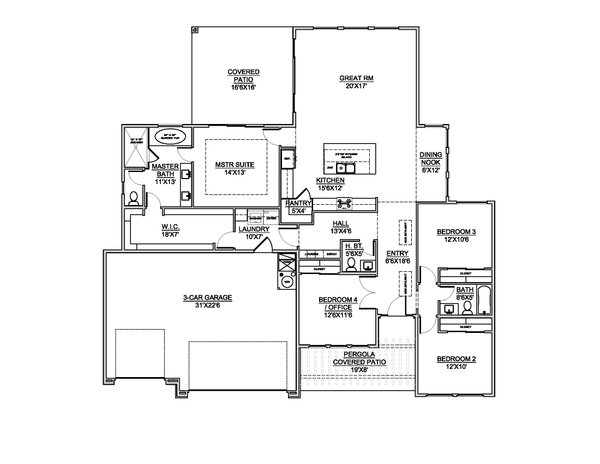 House Design - Adobe / Southwestern Floor Plan - Main Floor Plan #1073-31