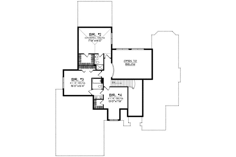 Home Plan - Floor Plan - Upper Floor for European House Plan #70-637 - 4 bed, 3.5 bath