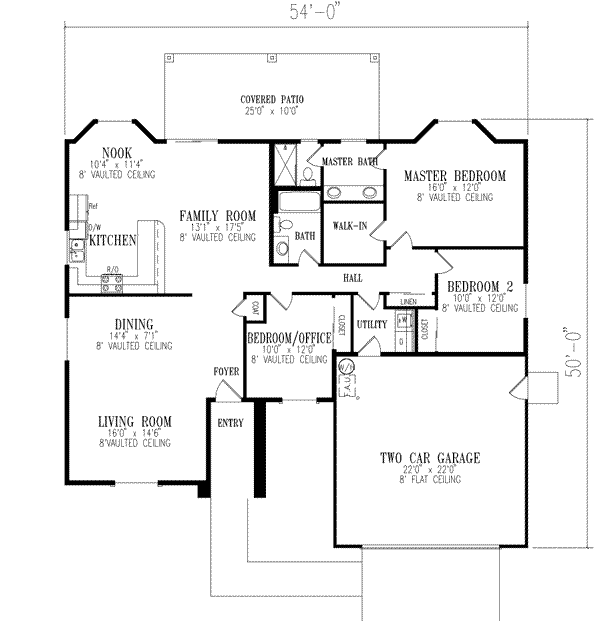 Mediterranean Style House Plan - 3 Beds 2 Baths 1735 Sq/Ft Plan #1-354 ...