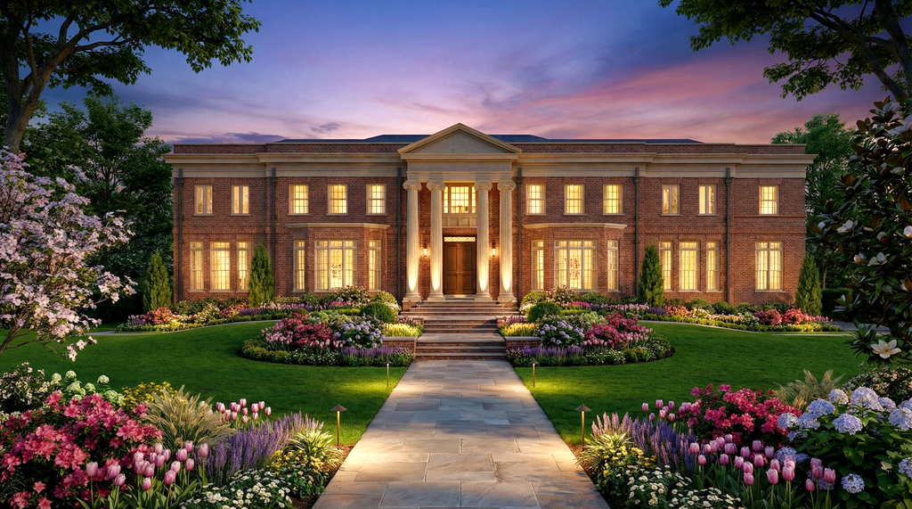 Exterior - Front Elevation 2 for Classical House Plan #119-480 - 5 bed, 4.5 bath