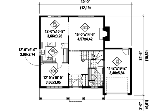 Floor Plan - Main Floor for Country House Plan #25-4791 - 3 bed, 1 bath