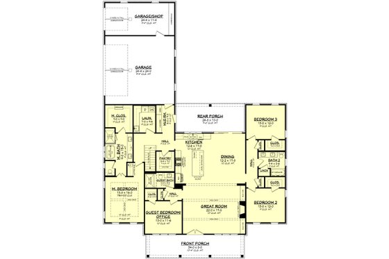 Floor Plan - Main Floor for Farmhouse House Plan #430-366 - 4 bed, 3 bath