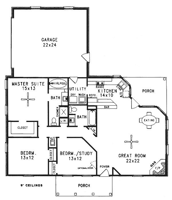 European Floor Plan - Main Floor Plan #14-128