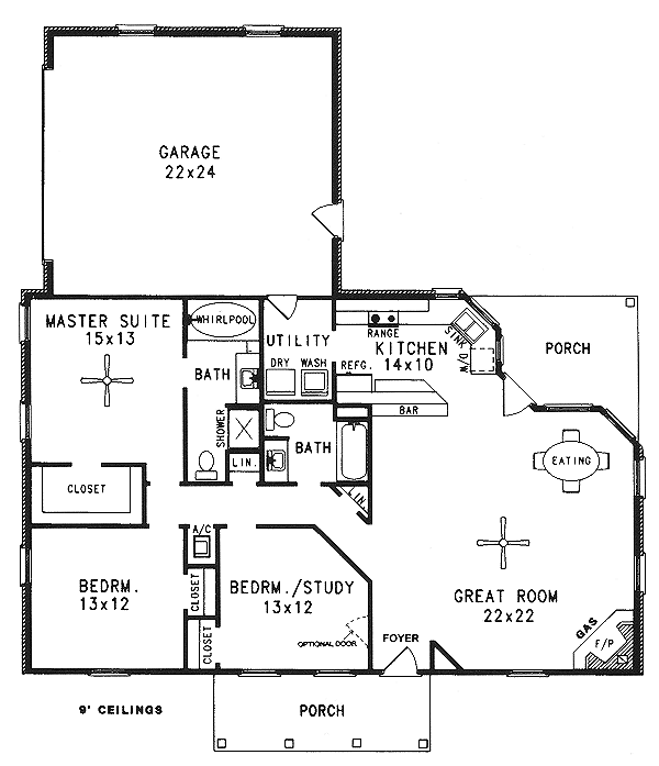 House Plan Design - European Floor Plan - Main Floor Plan #14-128