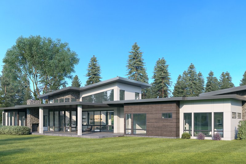 House Plan Design - Exterior - Rear Elevation for Modern House Plan #1066-217 - 4 bed, 4.5 bath