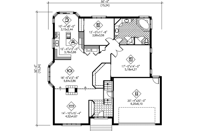 House Plan Design - Floor Plan - Main Floor for Traditional House Plan #25-1071 - 2 bed, 1 bath